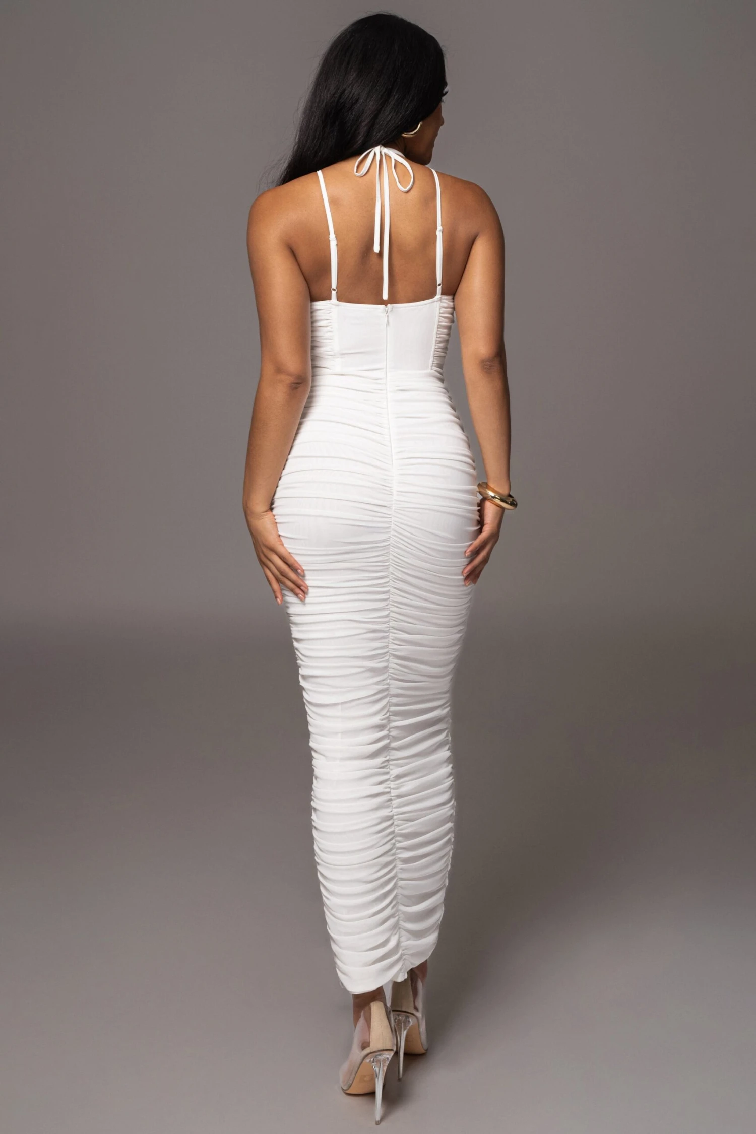 White Elite Mesh Maxi Dress 10 White Elite Mesh Maxi Dress - Image 8