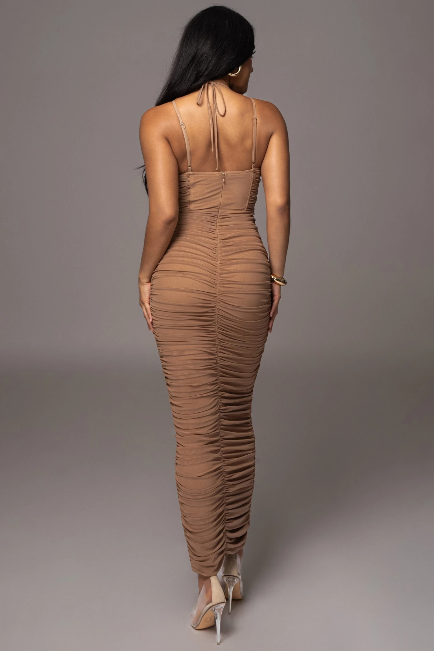 Tan Elite Mesh Maxi Dress 10 Tan Elite Mesh Maxi Dress - Image 8
