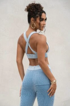 Denim/White Jodie Ribbed Top -Jluxlabel Dress Shop PRODUCT AUG222022 KNITS 28 0be3c306 2b9b 4af3 9d99 f2f7a2fef18c