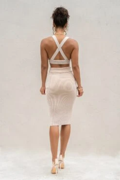 Taupe/White Jodie Ribbed Top -Jluxlabel Dress Shop PRODUCT AUG222022 KNITS 52