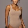 Beige Brianne Cutout Bodysuit -Jluxlabel Dress Shop PRODUCT DEC12022 ASAP 34