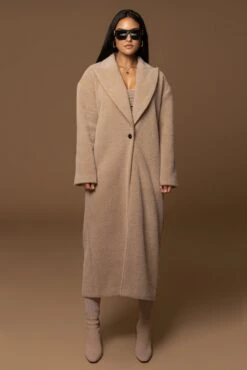 Sand Chelsie Longline Coat -Jluxlabel Dress Shop PRODUCT DEC122022 WINTER 161