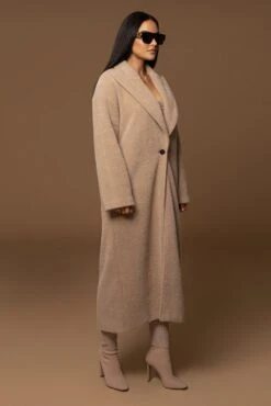 Sand Chelsie Longline Coat -Jluxlabel Dress Shop PRODUCT DEC122022 WINTER 162