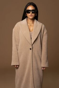 Sand Chelsie Longline Coat -Jluxlabel Dress Shop PRODUCT DEC122022 WINTER 165