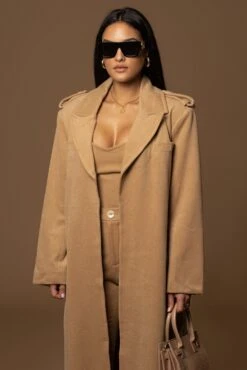 Camel Savannah Belted Wool Coat -Jluxlabel Dress Shop PRODUCT DEC122022 WINTER 24