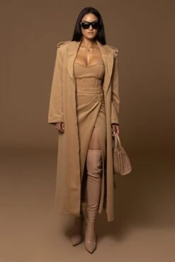 Camel Savannah Belted Wool Coat -Jluxlabel Dress Shop PRODUCT DEC122022 WINTER 44