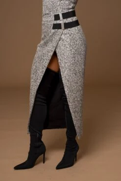 Lt. Grey Gisele Tweed Slit Skirt 25 Lt. Grey Gisele Tweed Slit Skirt -Jluxlabel Dress Shop PRODUCT DEC302022 WINTER 10