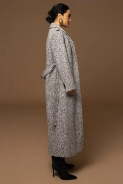 Lt. Grey Savannah Belted Tweed Coat 39 Lt. Grey Savannah Belted Tweed Coat -Jluxlabel Dress Shop PRODUCT DEC302022 WINTER 21
