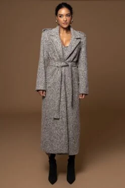 Lt. Grey Savannah Belted Tweed Coat 26 Lt. Grey Savannah Belted Tweed Coat -Jluxlabel Dress Shop PRODUCT DEC302022 WINTER 25