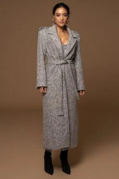 Lt. Grey Savannah Belted Tweed Coat 31 Lt. Grey Savannah Belted Tweed Coat -Jluxlabel Dress Shop PRODUCT DEC302022 WINTER 26