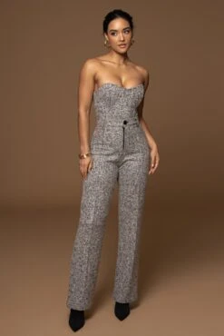 Lt. Grey Stay Sharp Tweed Trouser -Jluxlabel Dress Shop PRODUCT DEC302022 WINTER 34