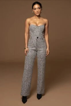 Lt. Grey Stay Sharp Tweed Trouser -Jluxlabel Dress Shop PRODUCT DEC302022 WINTER 37