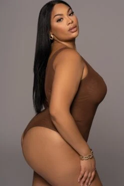 Chocolate Mesh Essential Tank Bodysuit Undergarment 39 Chocolate Mesh Essential Tank Bodysuit Undergarment -Jluxlabel Dress Shop PRODUCT DEC32021 149