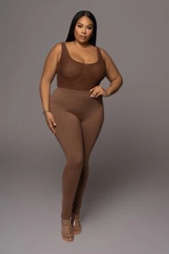 Chocolate Mesh Essential Tank Bodysuit Undergarment 26 Chocolate Mesh Essential Tank Bodysuit Undergarment -Jluxlabel Dress Shop PRODUCT DEC32021 150