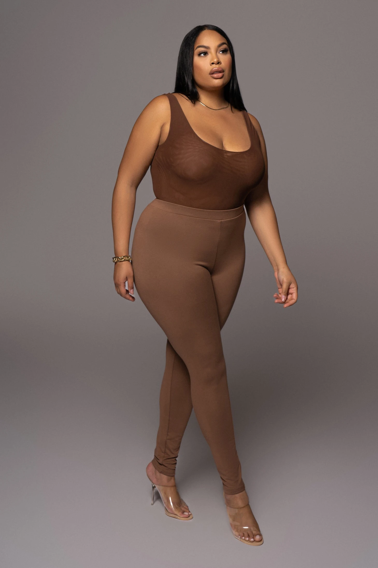Chocolate Mesh Essential Tank Bodysuit Undergarment 11 Chocolate Mesh Essential Tank Bodysuit Undergarment - Image 10