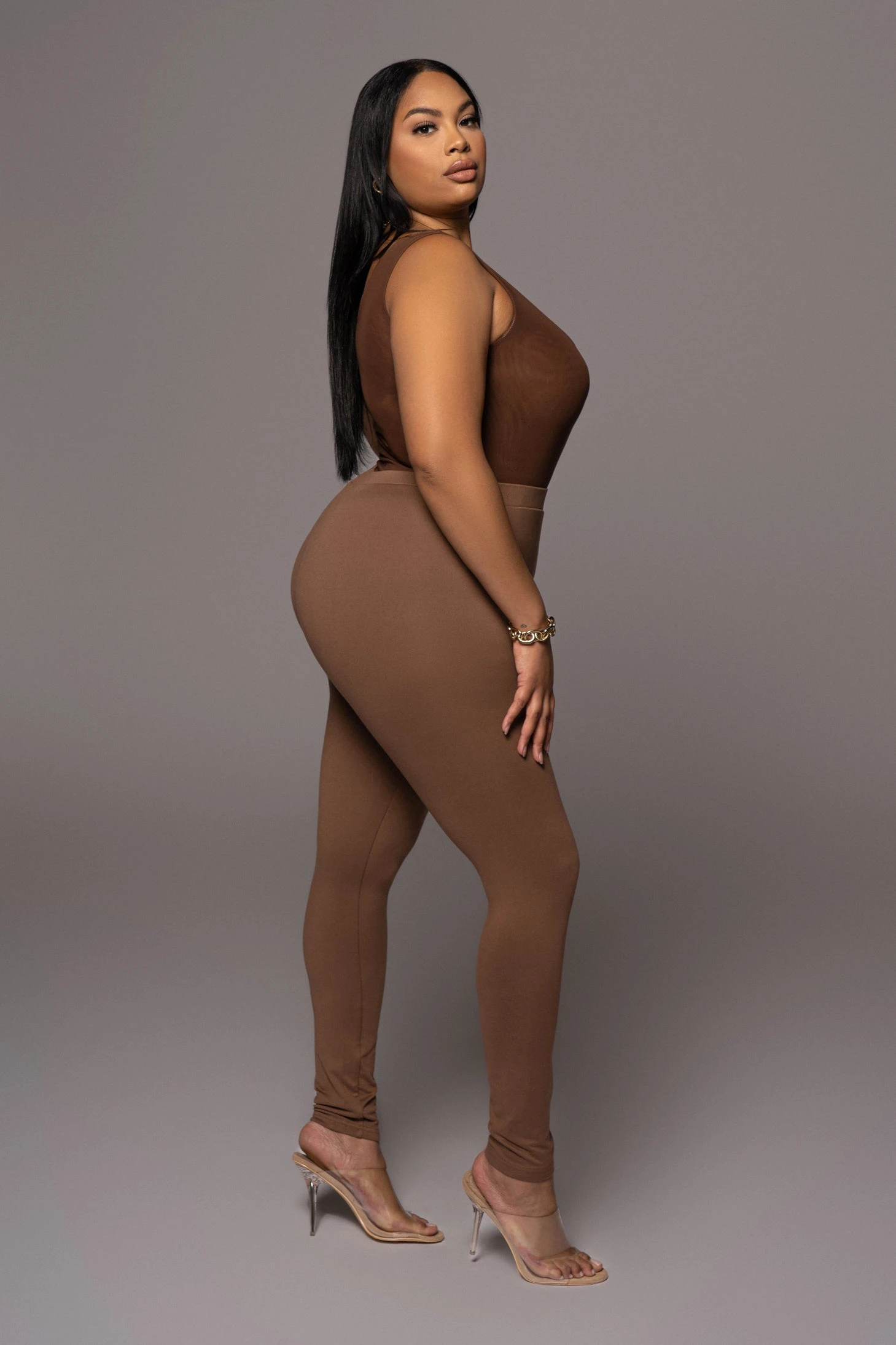 Chocolate Mesh Essential Tank Bodysuit Undergarment 18 Chocolate Mesh Essential Tank Bodysuit Undergarment - Image 17