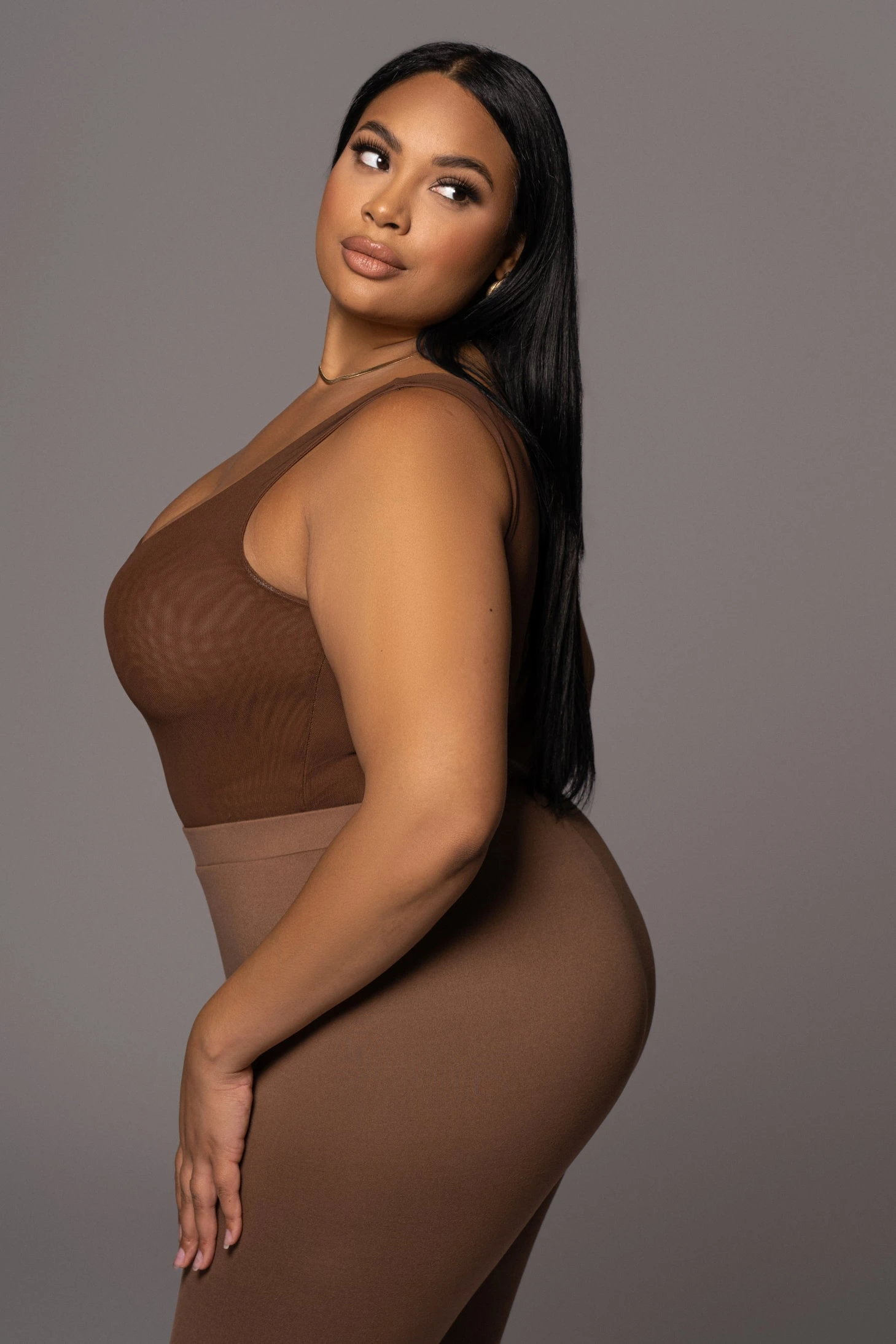 Chocolate Mesh Essential Tank Bodysuit Undergarment 17 Chocolate Mesh Essential Tank Bodysuit Undergarment - Image 16