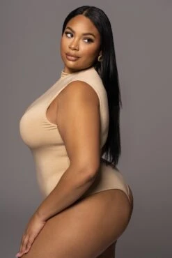 Jluxbasix Tan Ciela High Neck Bodysuit -Jluxlabel Dress Shop PRODUCT DEC32021 64