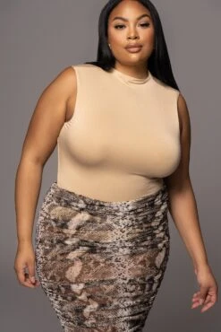 Jluxbasix Tan Ciela High Neck Bodysuit -Jluxlabel Dress Shop PRODUCT DEC32021 76