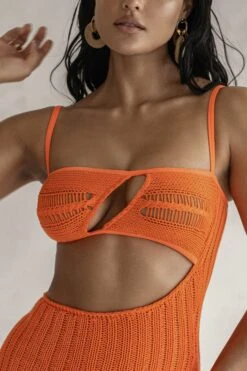 Orange Coastal Escape Dress -Jluxlabel Dress Shop PRODUCT FEB132023 CROCHET 4