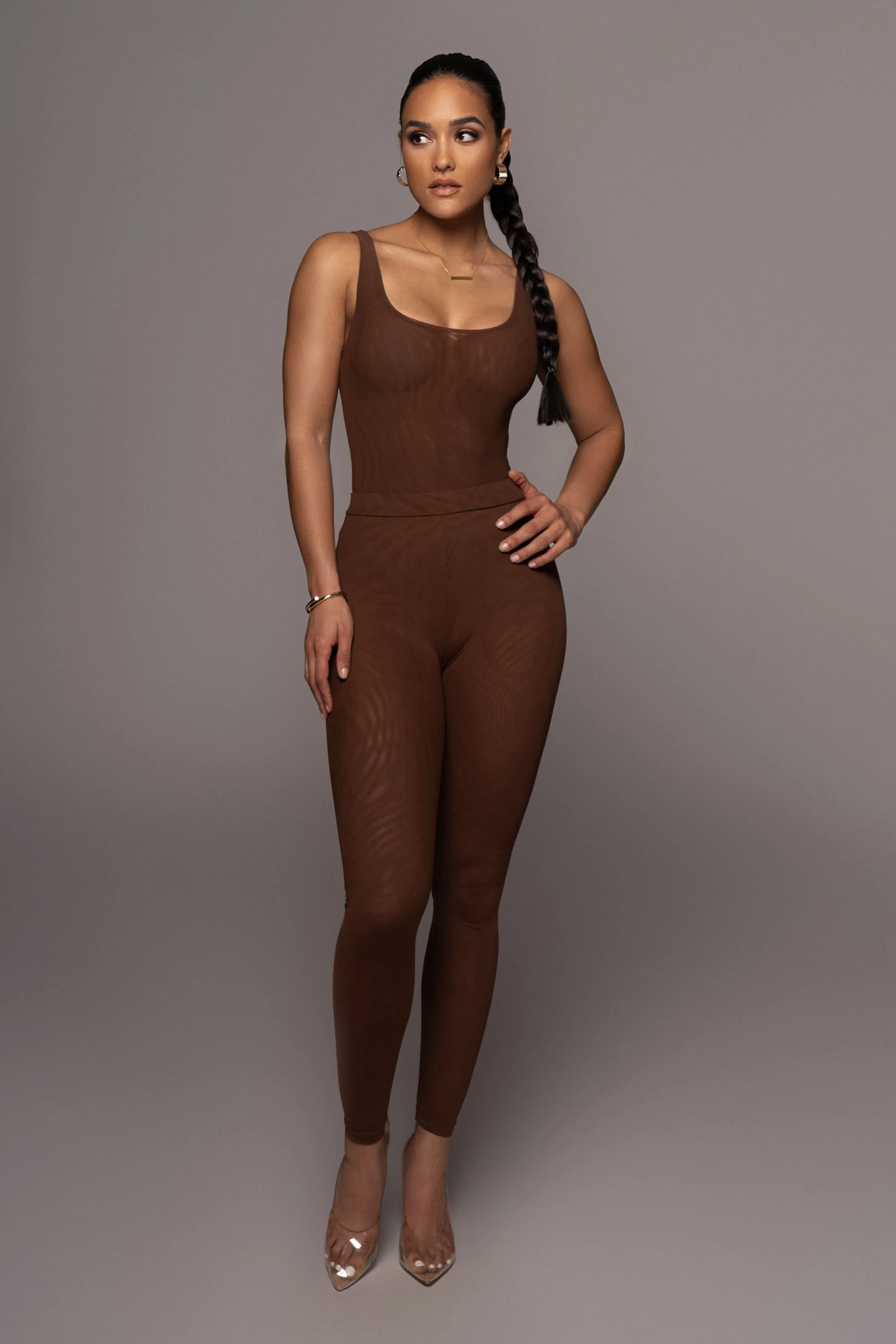 Chocolate Mesh Essential Tank Bodysuit Undergarment 8 Chocolate Mesh Essential Tank Bodysuit Undergarment - Image 7