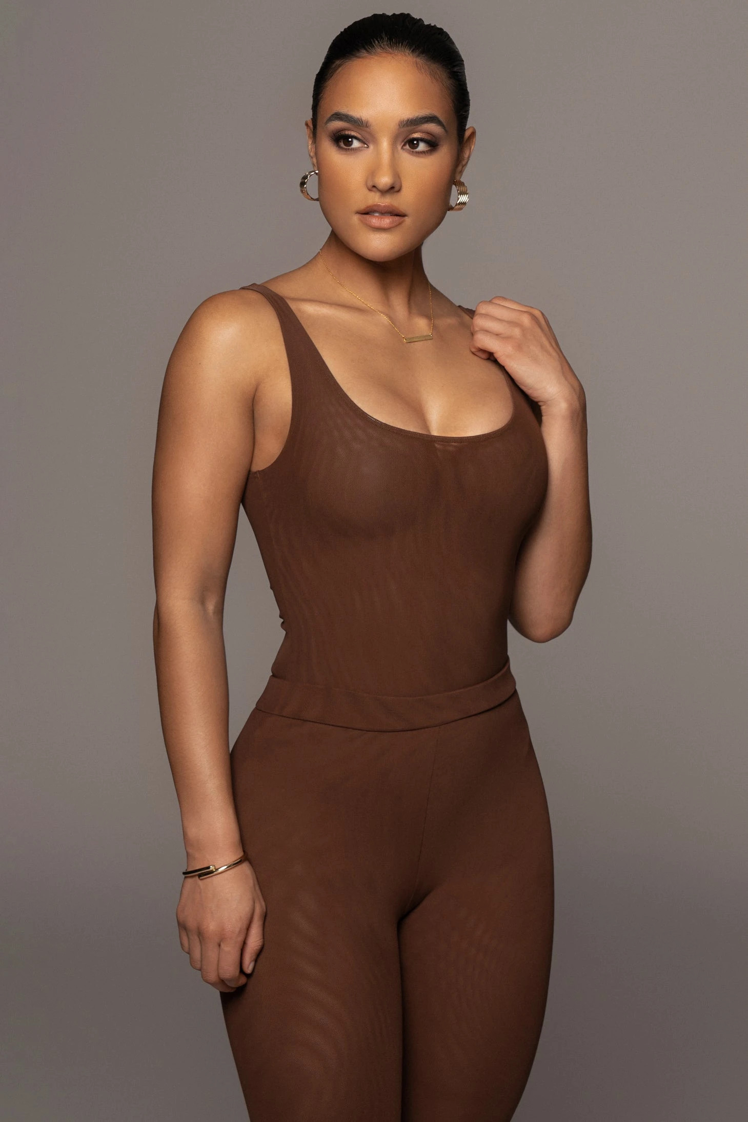 Chocolate Mesh Essential Tank Bodysuit Undergarment 9 Chocolate Mesh Essential Tank Bodysuit Undergarment - Image 8