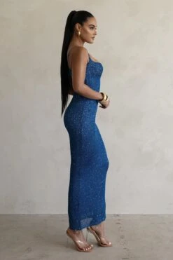 Blue Noemie Sequin Maxi Dress 14 Blue Noemie Sequin Maxi Dress -Jluxlabel Dress Shop PRODUCT FEB282023 CROCHET2 104