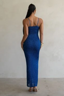 Blue Noemie Sequin Maxi Dress 16 Blue Noemie Sequin Maxi Dress -Jluxlabel Dress Shop PRODUCT FEB282023 CROCHET2 106