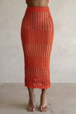 Coral Caribbean Skies Skirt Set -Jluxlabel Dress Shop PRODUCT FEB282023 CROCHET2 208