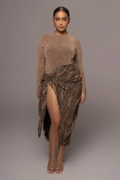 Gold/Black Untamed Slit Dress -Jluxlabel Dress Shop PRODUCT JAN182022 86