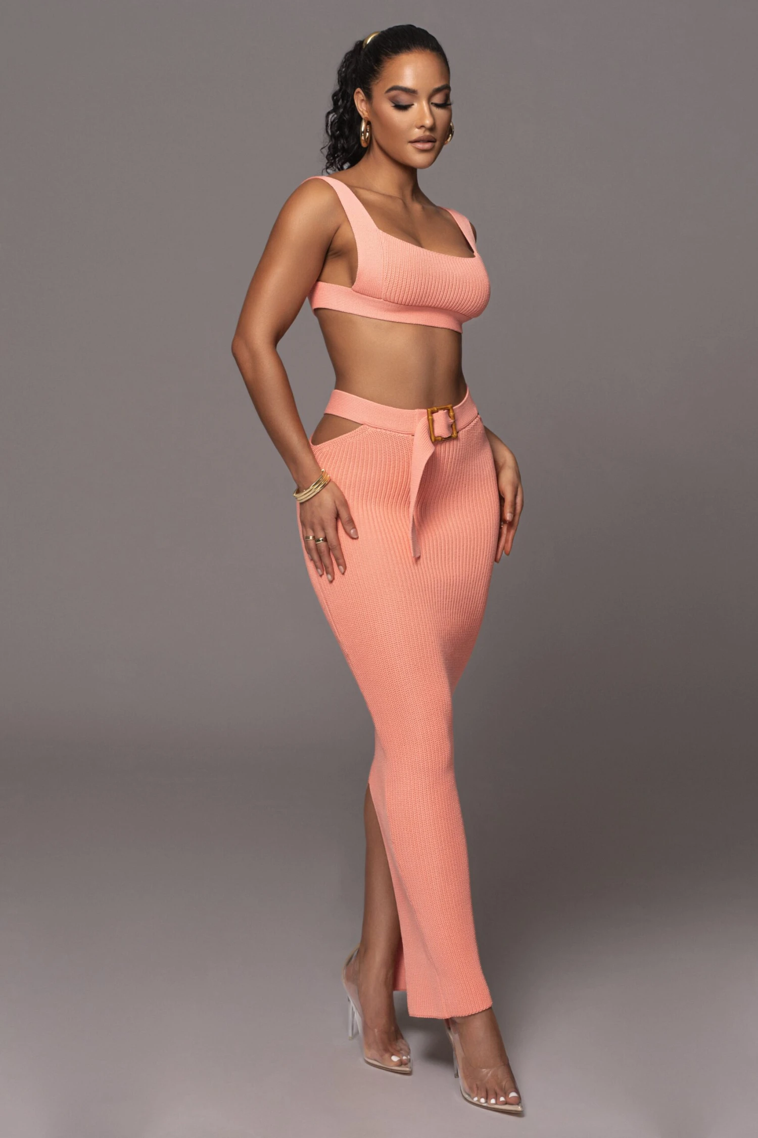 Peach Nikole Ribbed Skirt Set 9 Peach Nikole Ribbed Skirt Set - Image 7