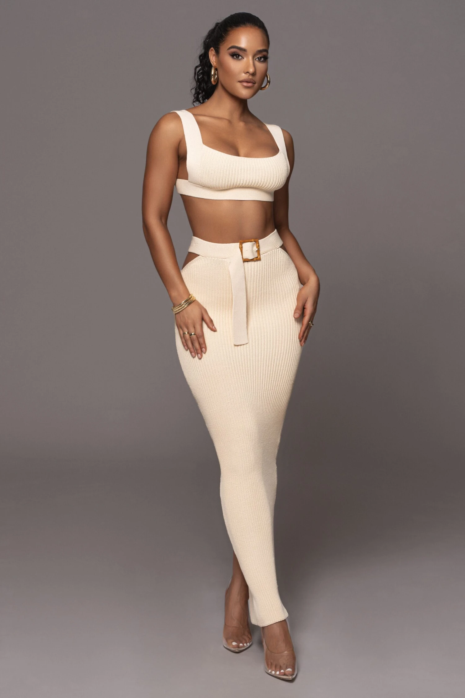 Ivory Nikole Ribbed Skirt Set 3 Ivory Nikole Ribbed Skirt Set