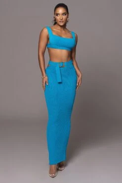 Blue Nikole Ribbed Skirt Set -Jluxlabel Dress Shop PRODUCT JAN192023 53