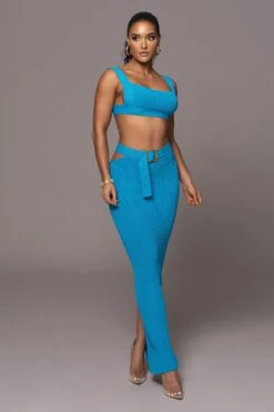 Blue Nikole Ribbed Skirt Set -Jluxlabel Dress Shop PRODUCT JAN192023 55