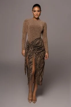 Gold/Black Untamed Slit Dress -Jluxlabel Dress Shop PRODUCT JAN52022 236