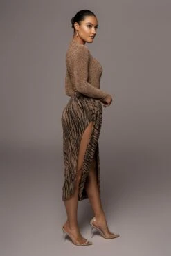 Gold/Black Untamed Slit Dress -Jluxlabel Dress Shop PRODUCT JAN52022 240