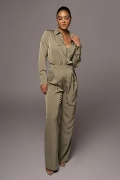 Olive Misty Button Up -Jluxlabel Dress Shop PRODUCT JAN52022 90