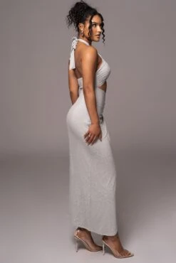 Grey Tamara Halter Midi Dress -Jluxlabel Dress Shop PRODUCT JUL112023 CHIFFON 128