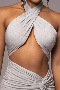 Grey Tamara Halter Midi Dress -Jluxlabel Dress Shop PRODUCT JUL112023 CHIFFON 135