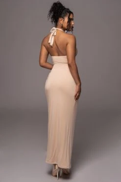 Tan Tamara Halter Midi Dress -Jluxlabel Dress Shop PRODUCT JUL112023 CHIFFON 140