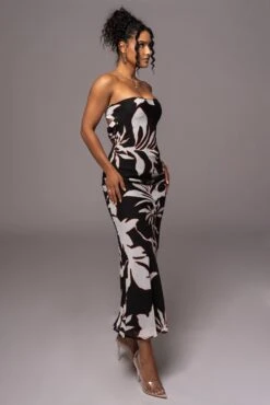 Ivory Floral Break Free Strapless Maxi Dress -Jluxlabel Dress Shop PRODUCT JUL112023 CHIFFON 3