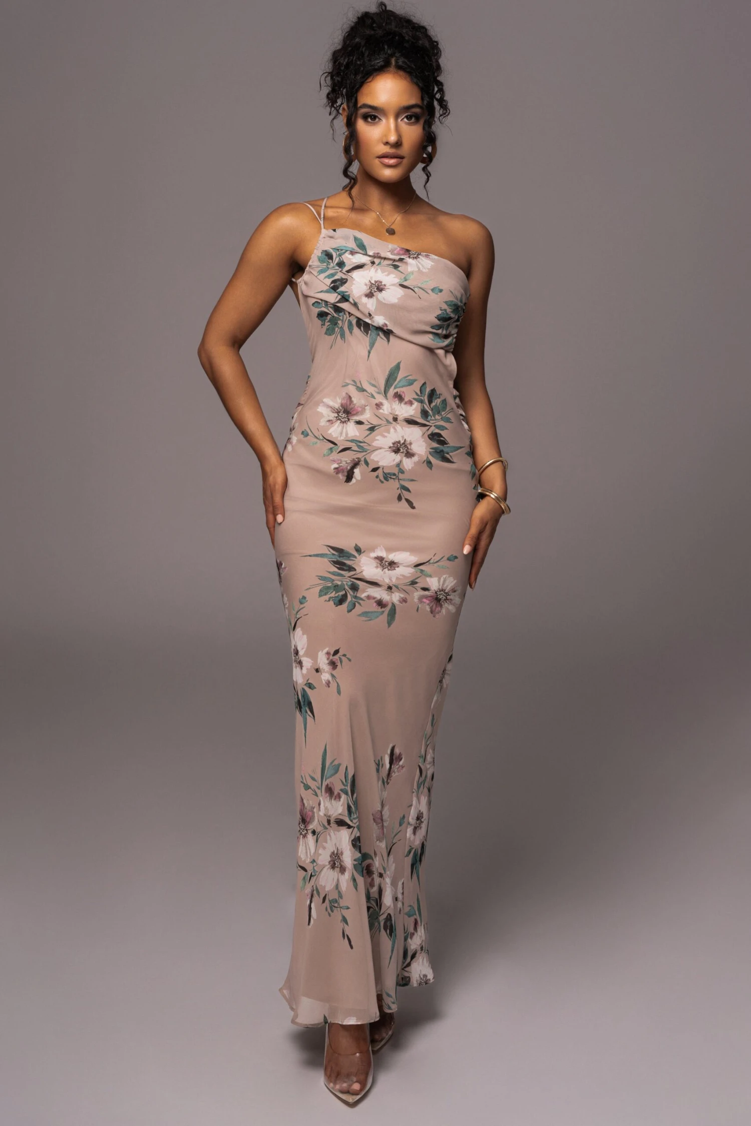 Purple Floral Treasure One Shoulder Dress 3 Purple Floral Treasure One Shoulder Dress