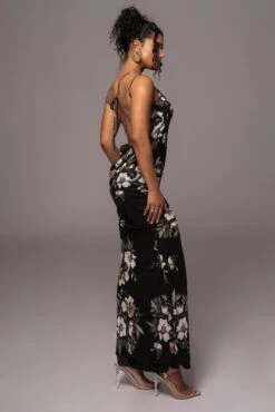 Grey Floral Treasure One Shoulder Dress -Jluxlabel Dress Shop PRODUCT JUL112023 CHIFFON 40