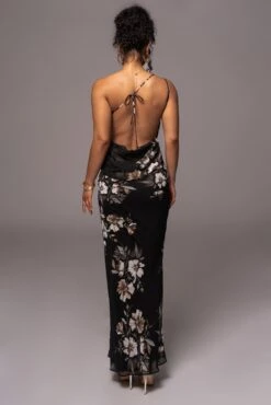 Grey Floral Treasure One Shoulder Dress -Jluxlabel Dress Shop PRODUCT JUL112023 CHIFFON 41