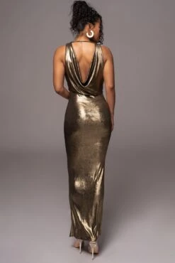 Gold Highlights Cowl Neck Maxi Dress -Jluxlabel Dress Shop PRODUCT JUL112023 CHIFFON 85