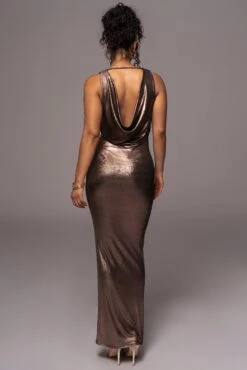 Rose Gold Highlights Cowl Neck Maxi Dress -Jluxlabel Dress Shop PRODUCT JUL112023 CHIFFON 95
