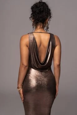 Rose Gold Highlights Cowl Neck Maxi Dress -Jluxlabel Dress Shop PRODUCT JUL112023 CHIFFON 96