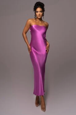 Purple Irina Satin Strapless Maxi Dress -Jluxlabel Dress Shop PRODUCT JUL112023 NEWARRIVALS 1