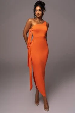 Tangerine Out Of Mind One Shoulder Dress -Jluxlabel Dress Shop PRODUCT JUL112023 NEWARRIVALS 109