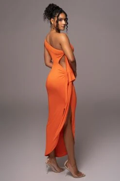 Tangerine Out Of Mind One Shoulder Dress -Jluxlabel Dress Shop PRODUCT JUL112023 NEWARRIVALS 111